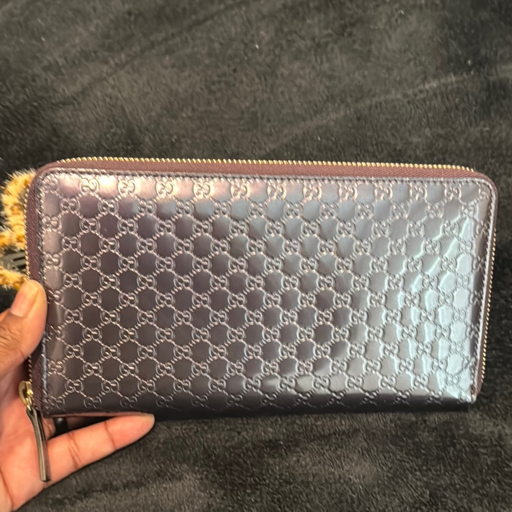 Gucci Micro Guccissima Metallic Embossed Leather Wallet